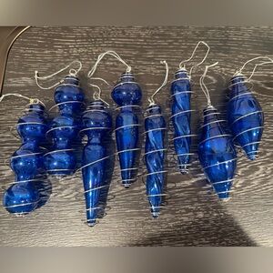 Wire Wrapped Glass Christmas Ornaments Set of 8